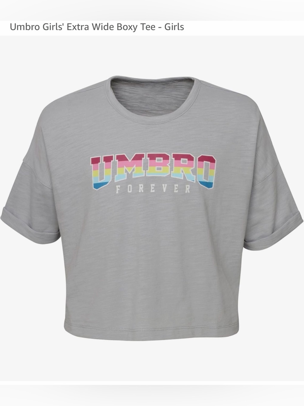 Umbro Light Gray Boxy Crop Tee with Multicolor Logo